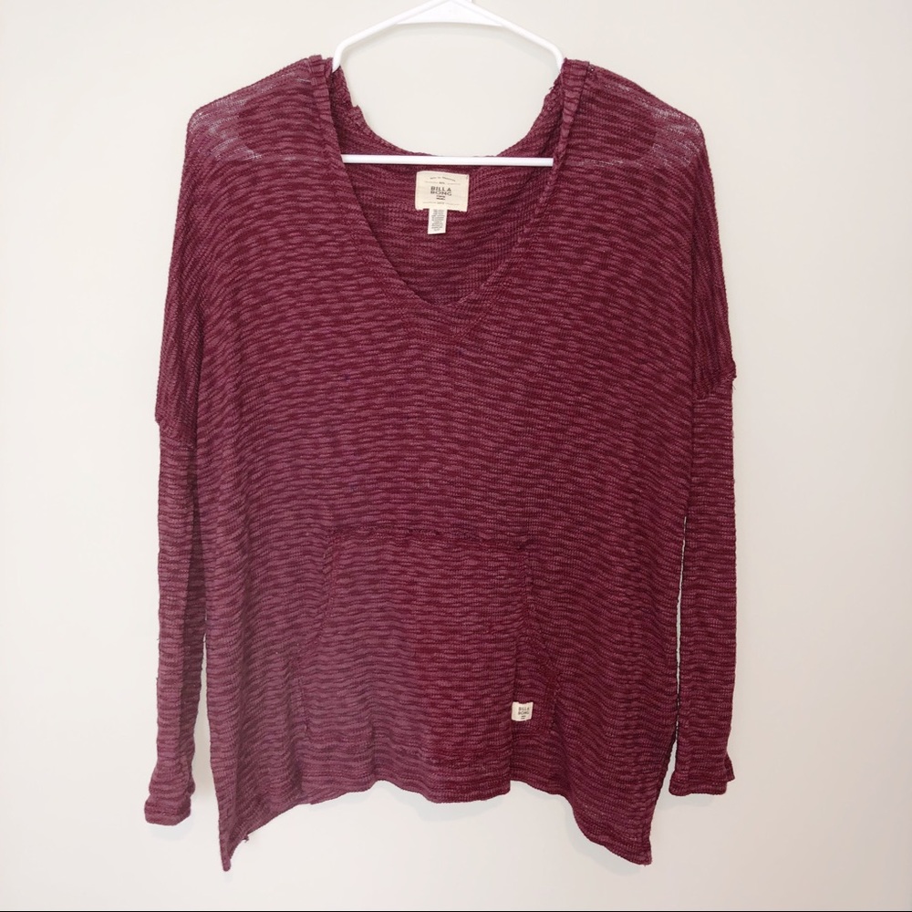 BILLABONG NWOT Boho Burgundy Hoodie Top Size S